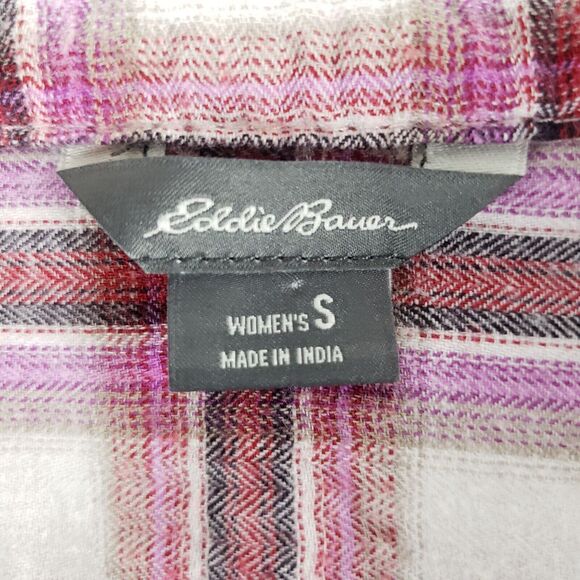 Eddie Bauer Shirt Womens SIZE S Red Plaid Button Down Long Sleeve Cotton Trendy - Picture 8 of 14